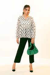 Polka dots gathered blouse
