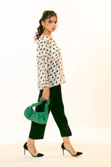 Polka dots gathered blouse