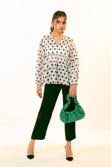 Polka dots gathered blouse