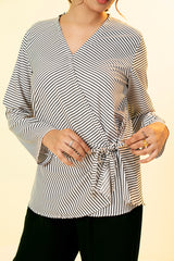 Striped wrap top